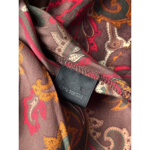 Lafayette 148 Paisley brown silk button up ruffled blouse, Size 10 - Picture 6 of 6